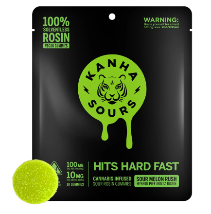 Photograph of product: KANHA  - Vegan Rosin Gummies - Sour Melon Rush 10pc (100mg)
