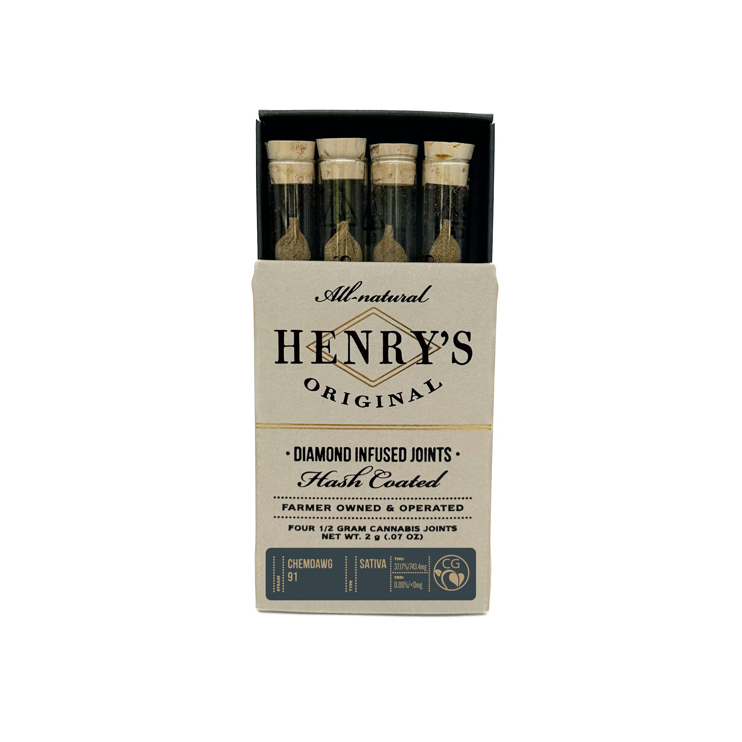 Photograph of product: Henry's Original | Chemdawg 91 Infused Pre-Rolls (4 Pack) | 2g