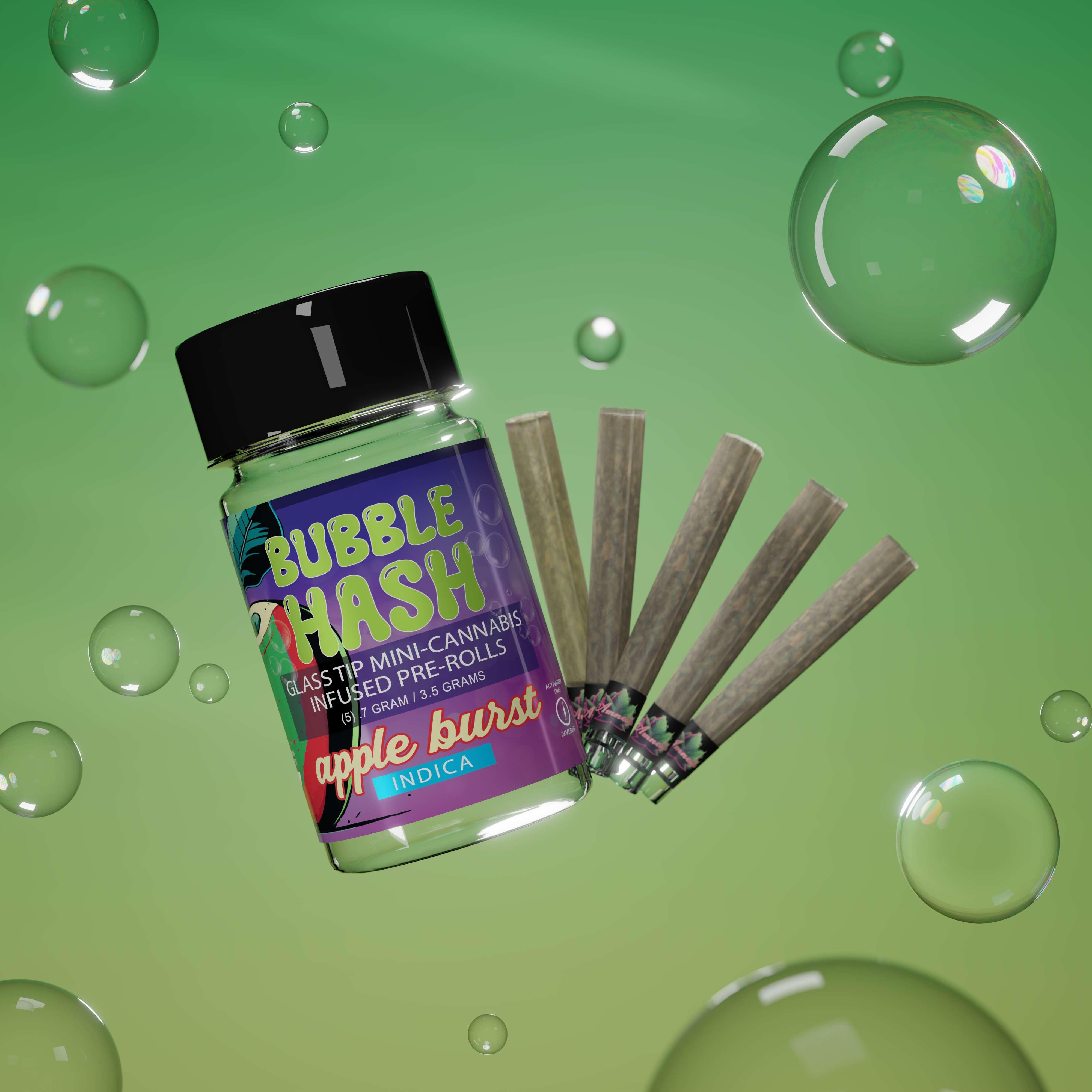 Photograph of product: Amnesia - 5-Pack .7g Bubble au chocolat Infused Prerolls - Apple Burst