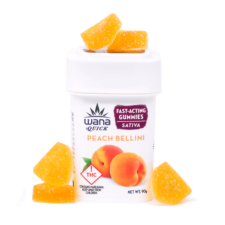 Photograph of product: Wana Quick Sativa Peach Bellini