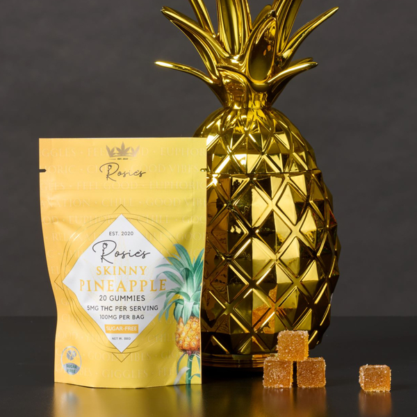 Photograph of product: Rosie's |  5mg TH-oui | Sugar Free Skinny Pineapple Gummies | 20pack