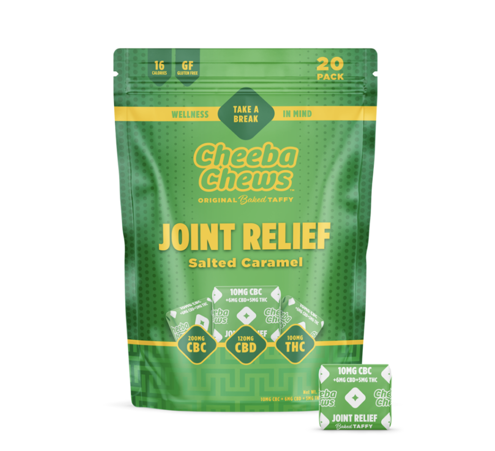 Photograph of product: Cheeba Chews 2:1:1 Joint Relief Salted Caramel Taffy 20pk