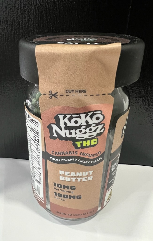 Photograph of product: Koko Nuggz | Crispy Treats | Peanut Butter | 100mg