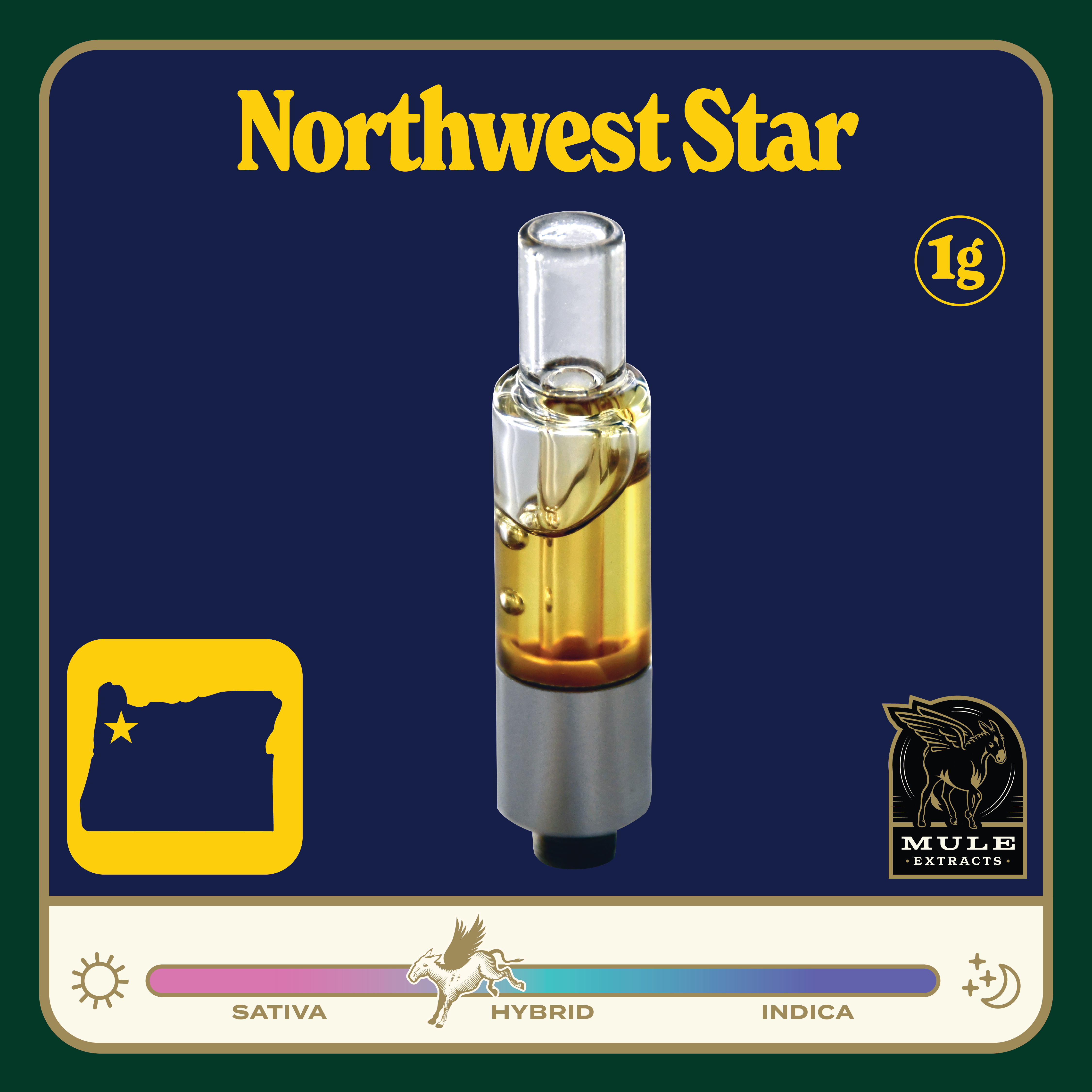 Photograph of product: Mule Extracts - Northwest Star (H) - Pure Live Resin Glass Cartridge 1g