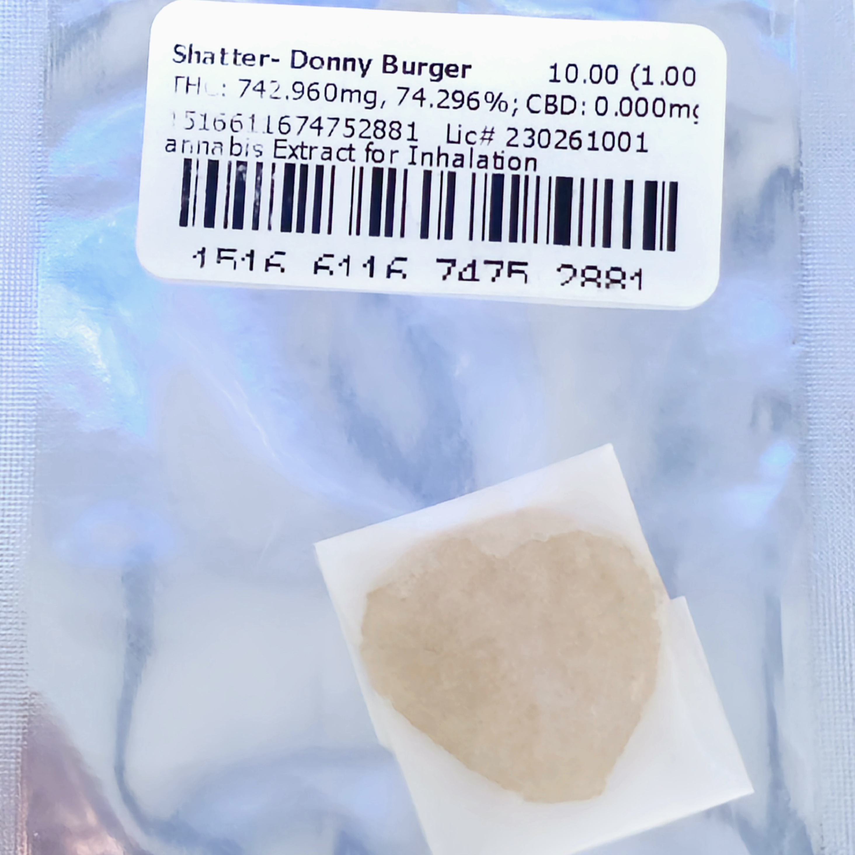 Photograph of product: 42 Days | Donny Burger Shatter | 2881