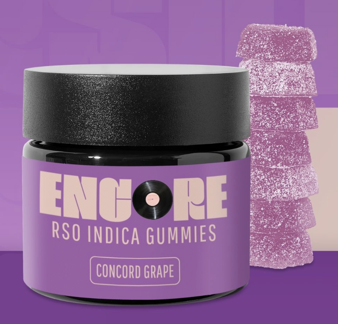 Photograph of product: MACRO Concord Grape RSO [TH-oui 40mg] 'Oui'd' Gummies || Encore