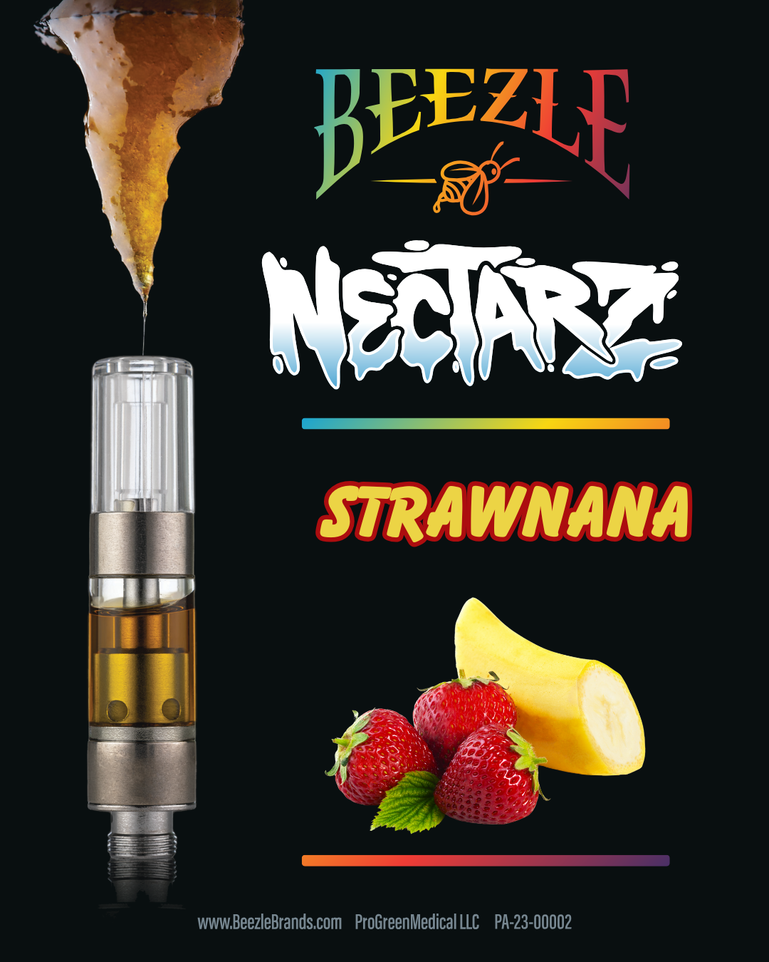 Photograph of product: Beezle | Nectarz Vape Cartridge | Strawnana | 500mg