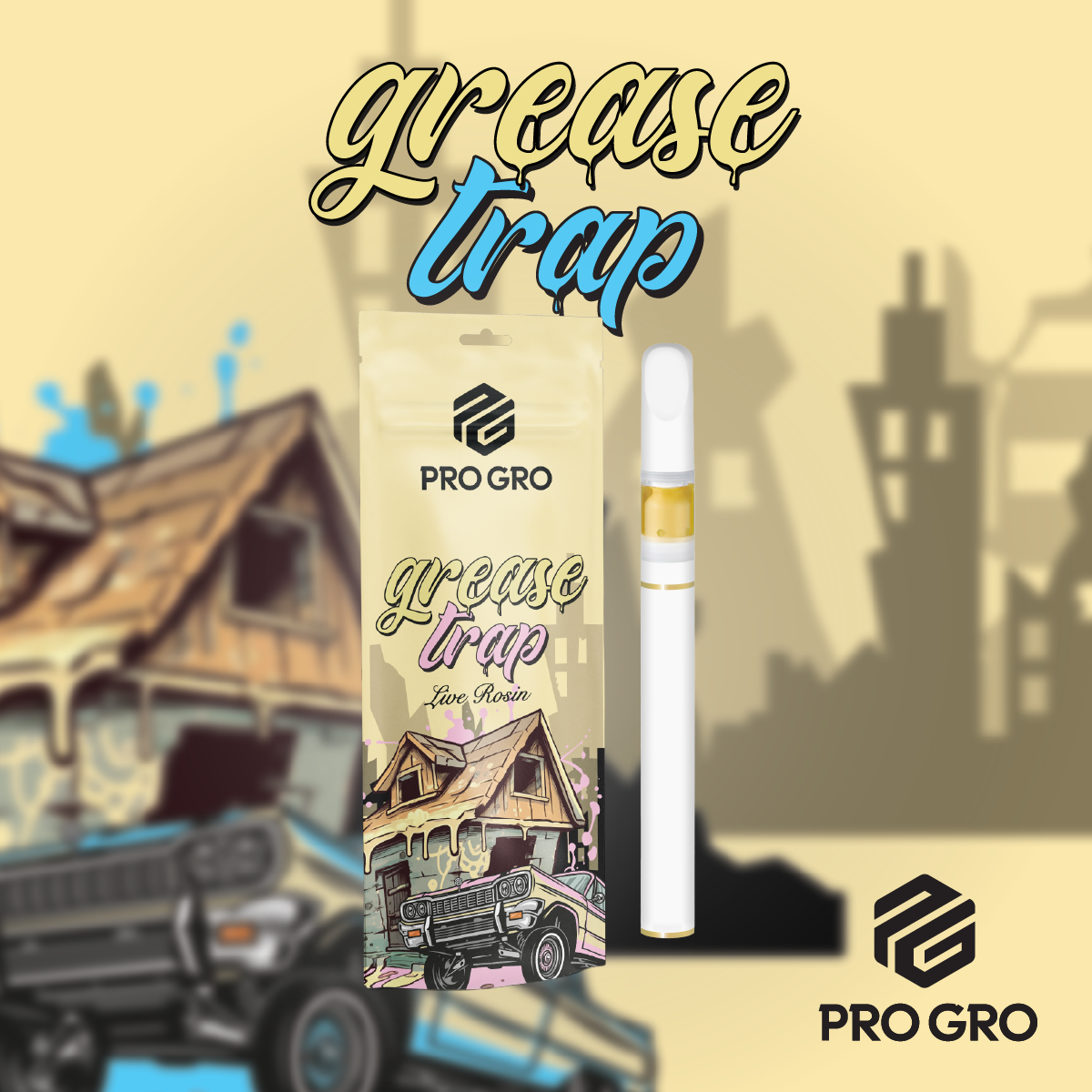 Photograph of product: Grease Trap Live Rosin Disposable Cartridge | Pro Gro | .5g (2/$55)