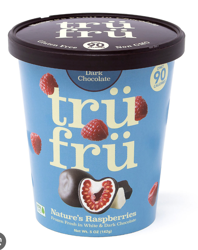 Photograph of product: TRU FRU RASPBERRIES + WHITE & DARK CHOCOLATE
