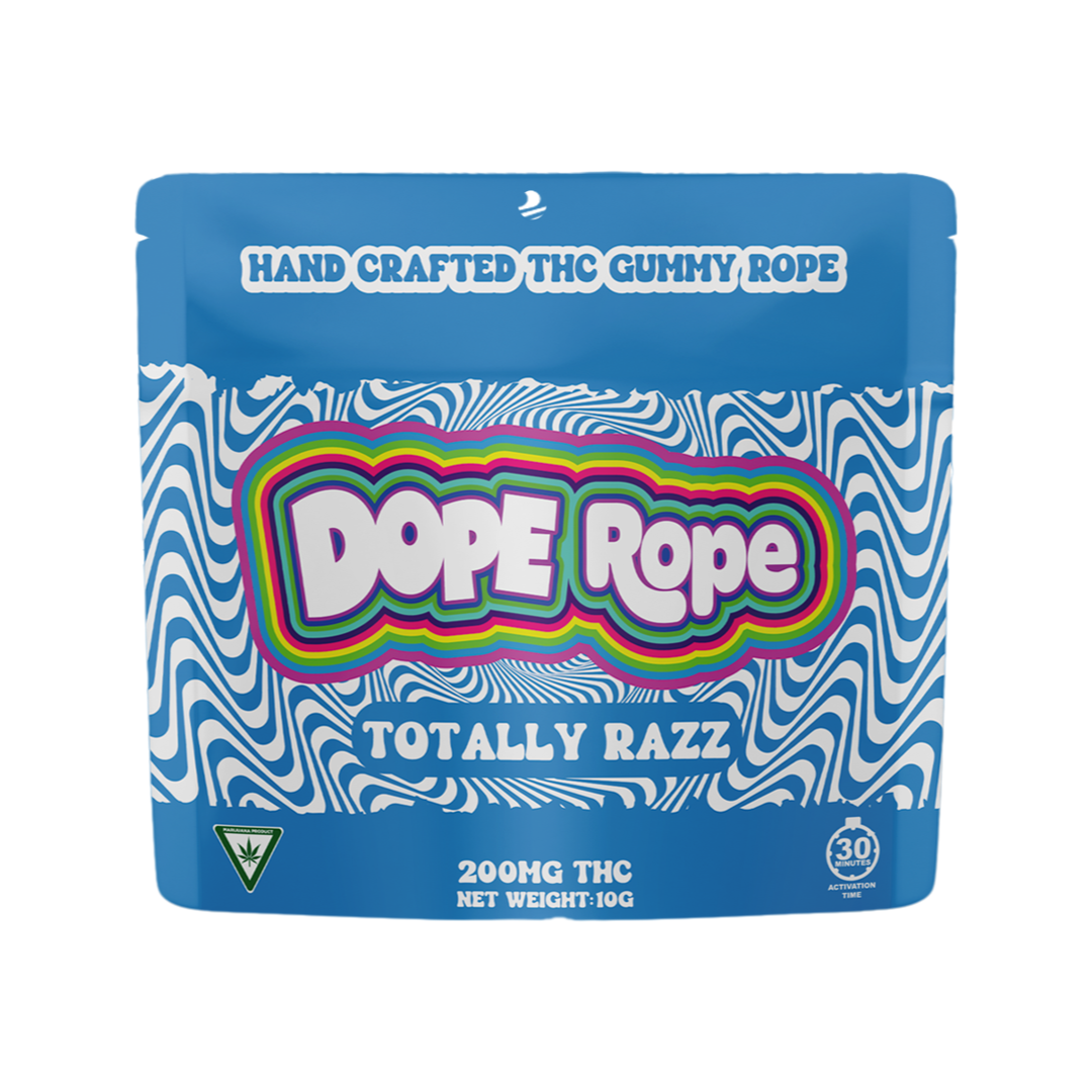 Photograph of product: Dope Rope | Totally Razz Single Rope Gummy | 200mg