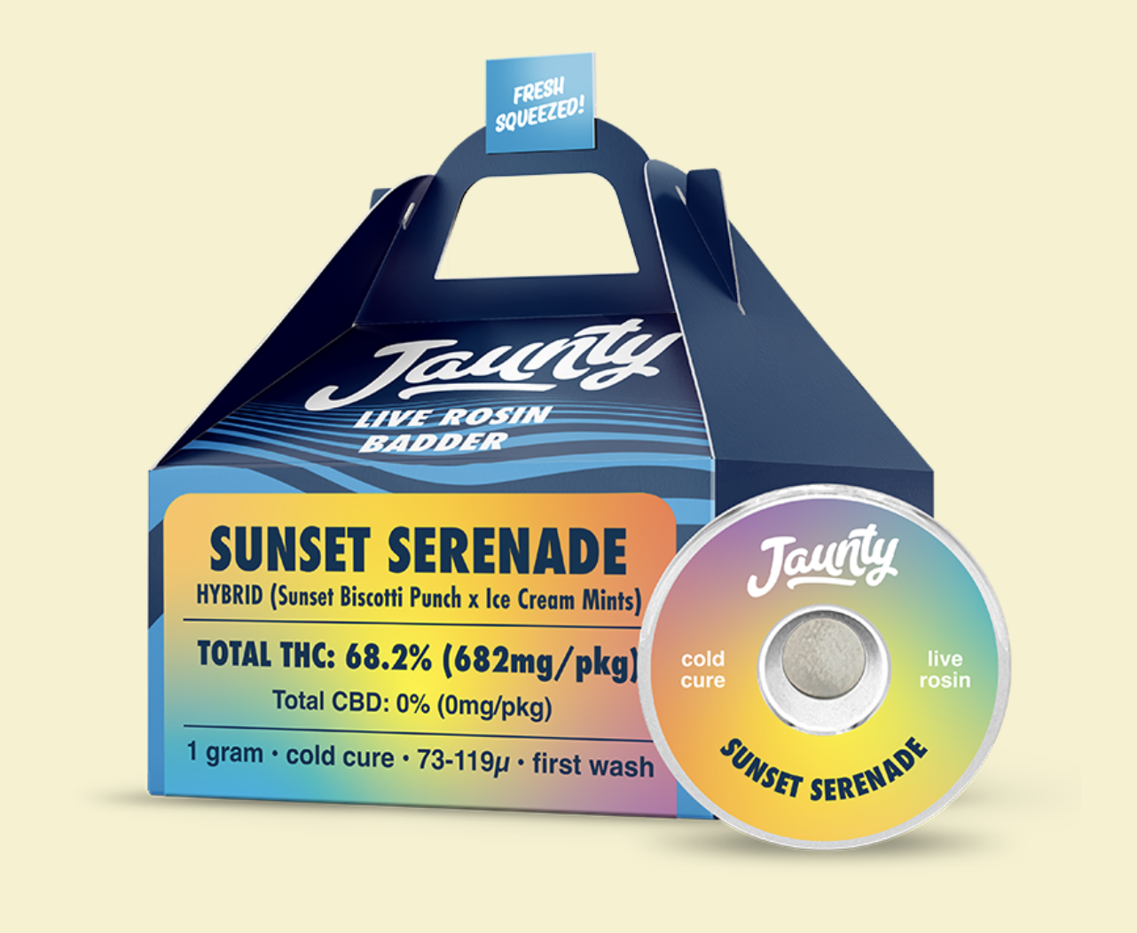 Photograph of product: Jaunty | Sunset Serenade Cold Cure Live Rosin Badder