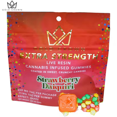 Photograph of product: Gold Crown | Strawberry Daiquiri | Infused Gummies | 200mg | Oui'd