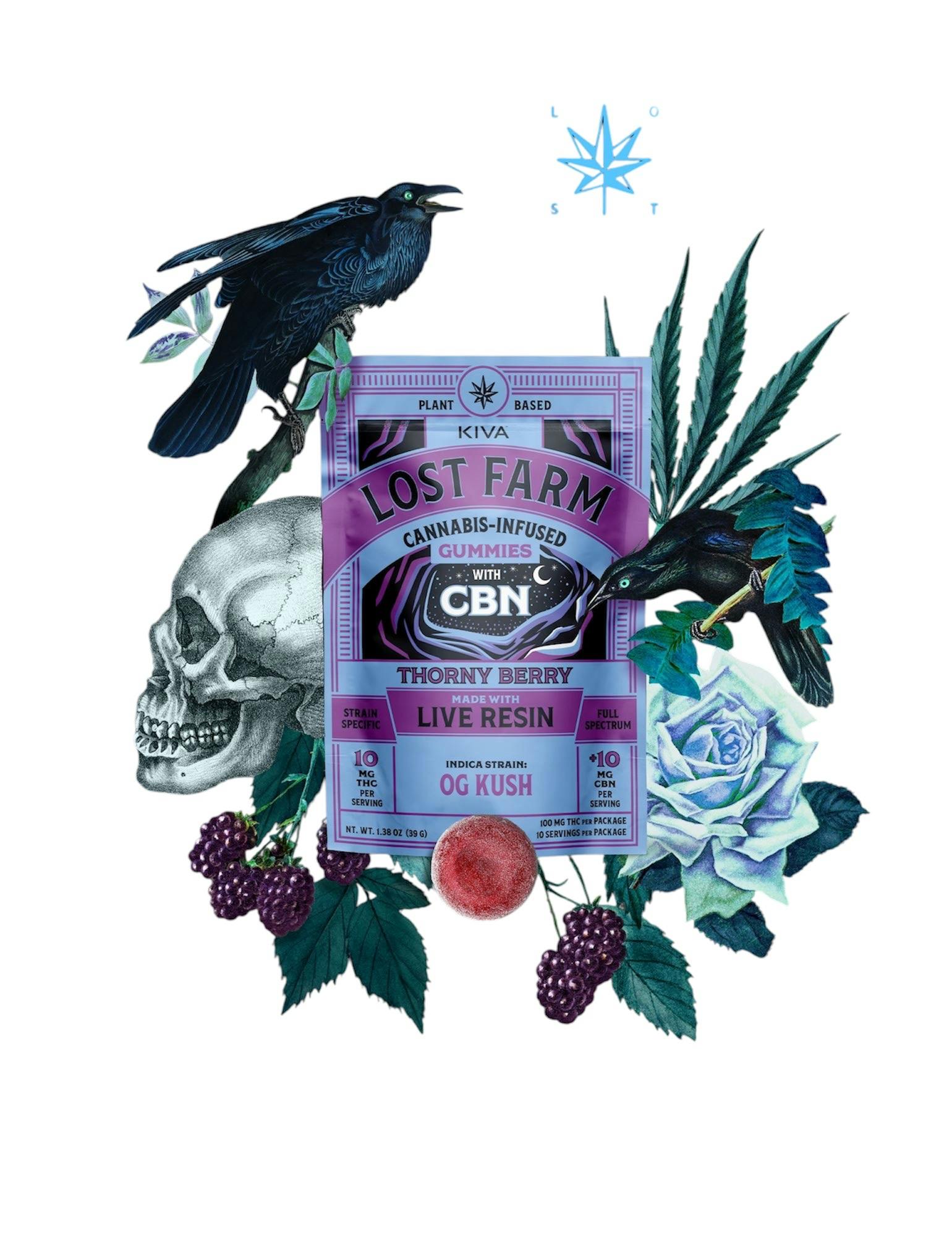 Photograph of product: LOST FARM | THORNY BERRY | TH-oui:CBN LIVE RESIN GUMMIES | 100MG