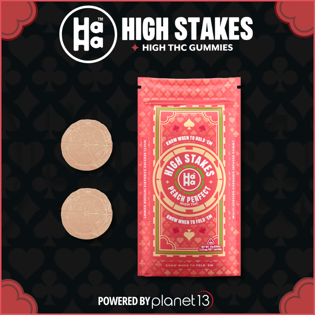 Photograph of product: HaHa High Stakes Peach Perfect Gummies