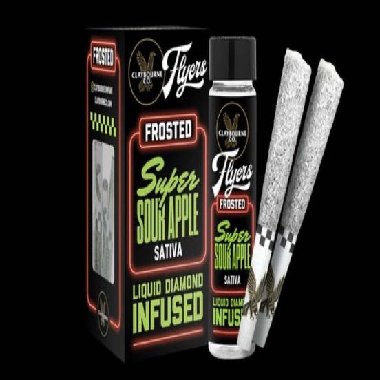 Photograph of product: [Claybourne Co.] Frosted Flyers 5 Pack Prerolls - 2.5g - Super Sour Apple (S) - 