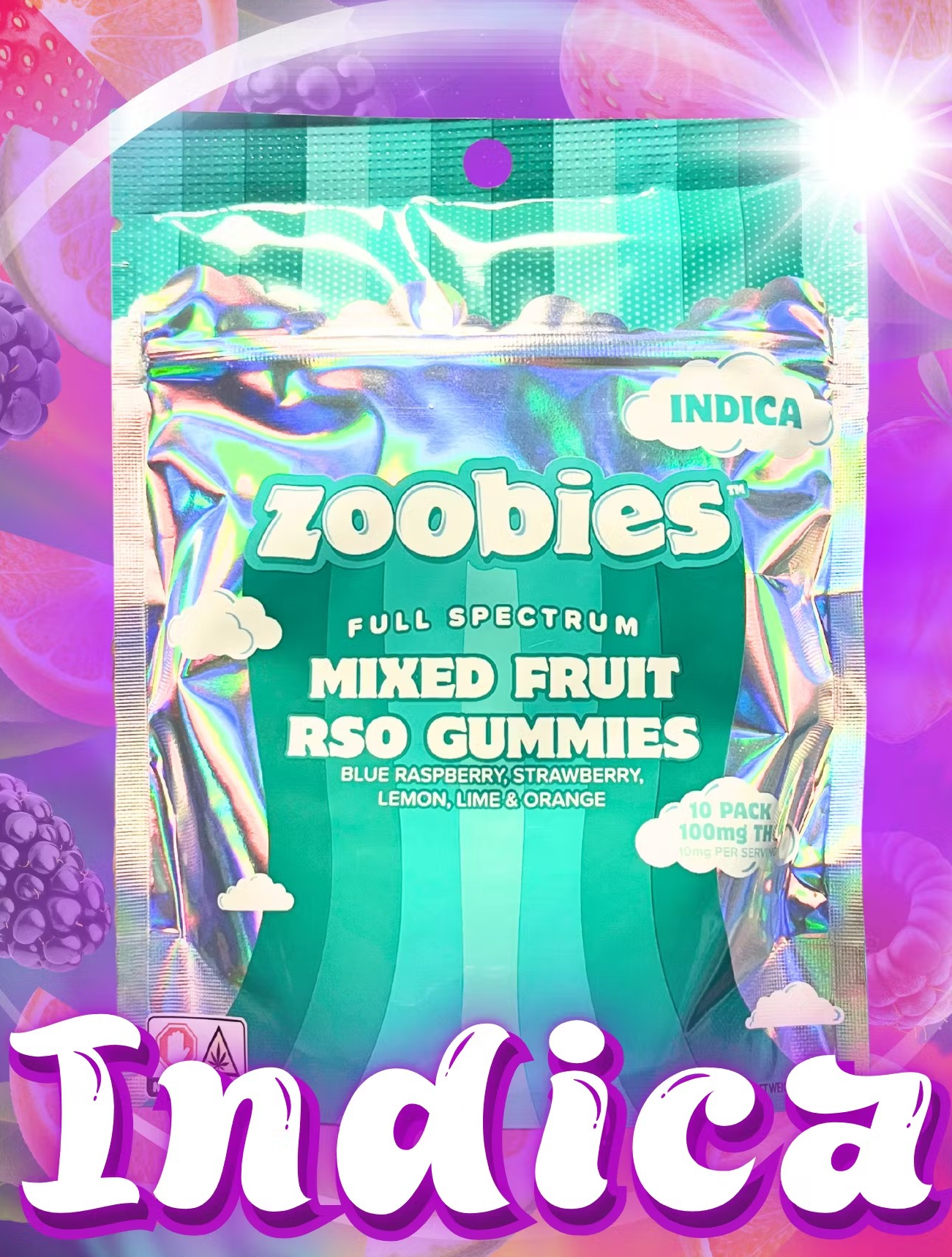 Photograph of product: Zoobies - Full Spectrum Mixed Fruit RSO Oui'd Gummies - 100mg (10pcs)