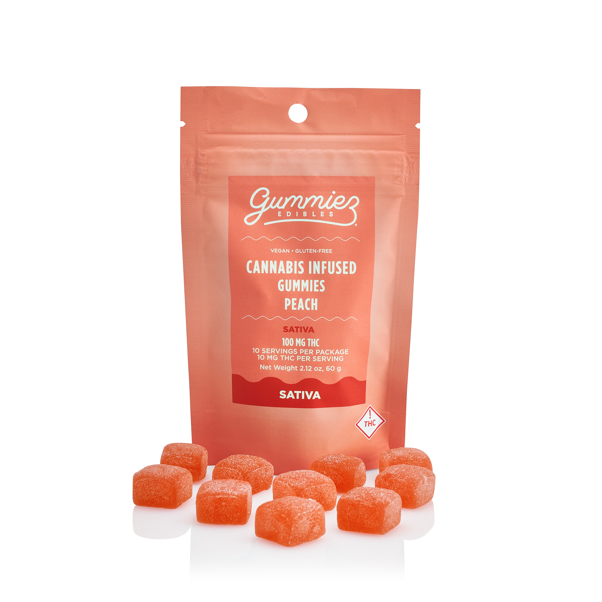 Photograph of product: Sweet Peach Gummies 100mg (10-Pack | 10mg Each)