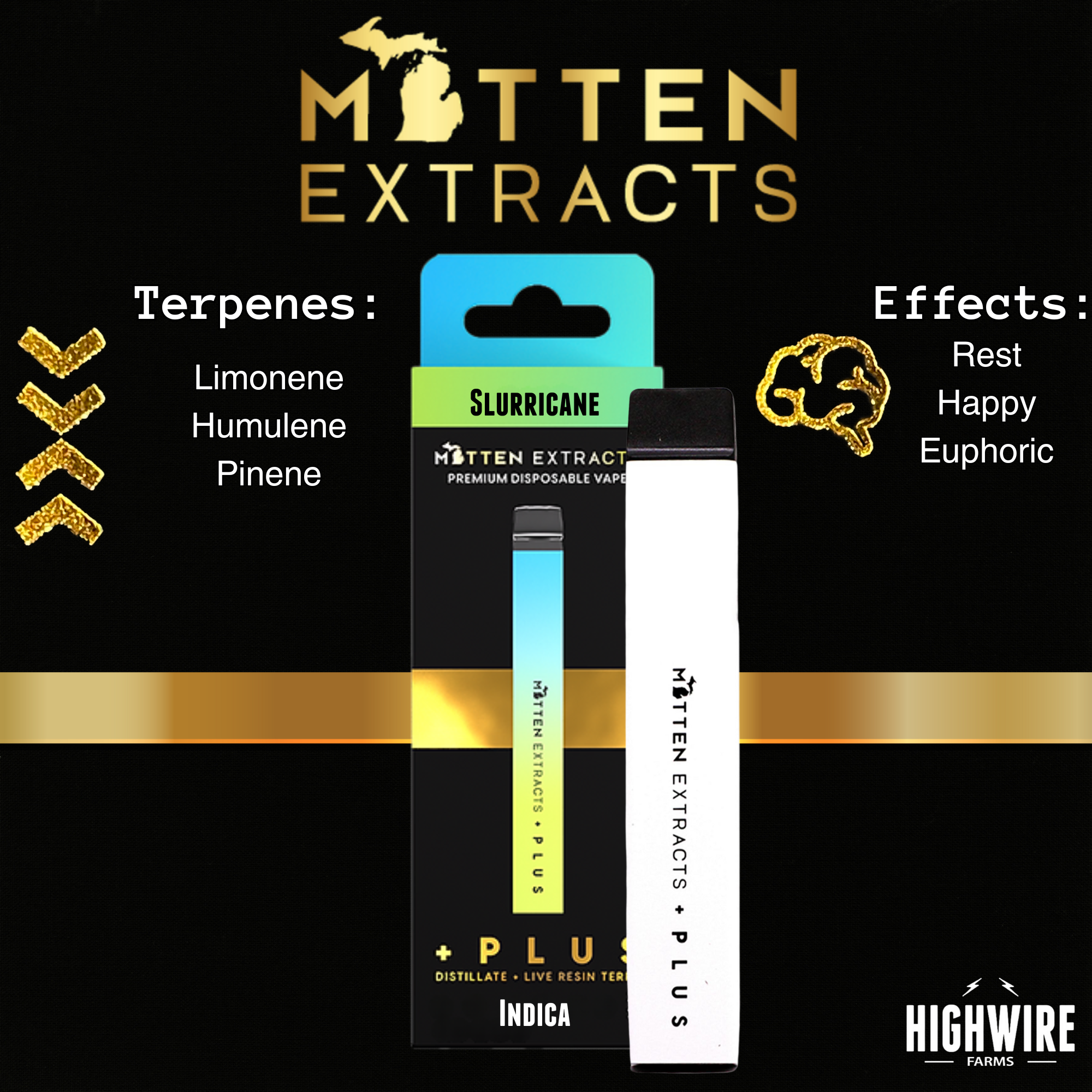 Photograph of product: Mitten Extracts Disposable Slurricane Distillate + Live Resin Terps 1g