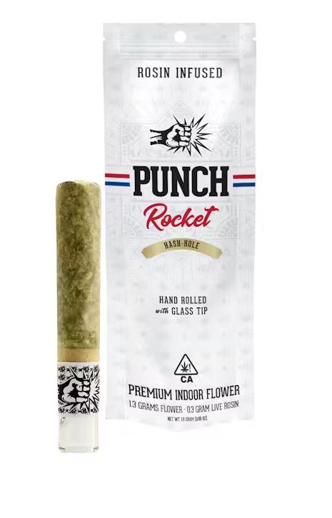 Photograph of product: Punch Rocket - 1.6g Rosin Infused Preroll - Super Silver Haze x Ice Cream Cake Taffy