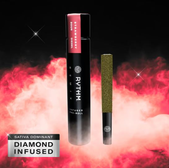 Photograph of product: RYTHM REMIX STRAWBERRY SOUR DIESEL 1PK INFUSED PRE-ROLL 1G