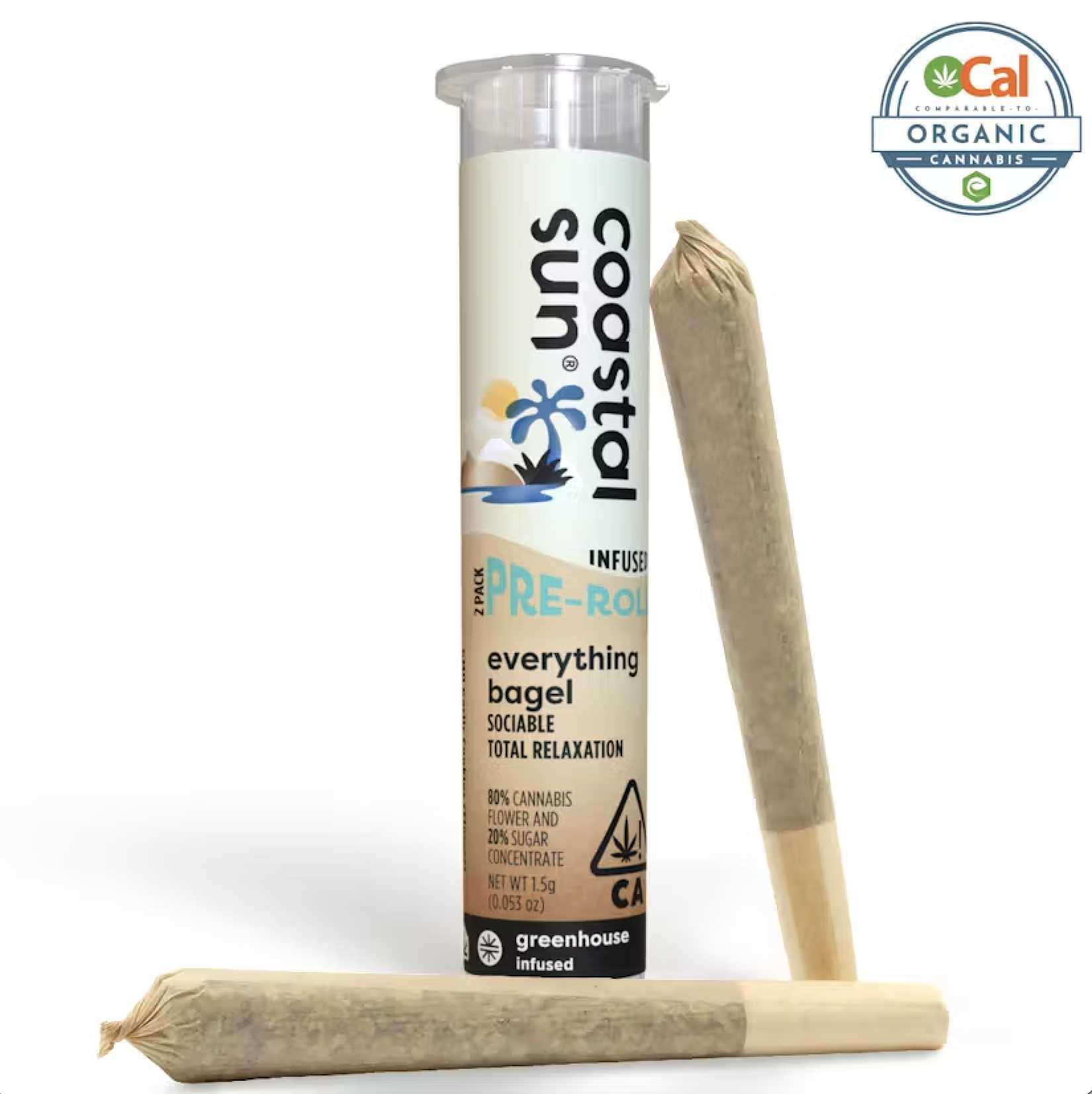 Photograph of product: Coastal Sun Greenhouse Infused Preroll 2pk 1.5g - Everything Bagel (I)