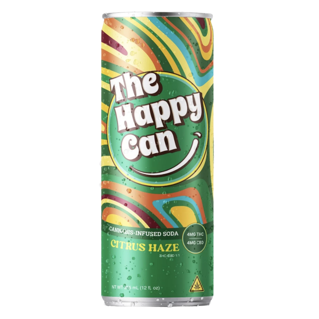 Photograph of product: The Happy Can | Hemp | Citrus Haze (CBD 4 mg : TH-oui 4 mg) | 12 fl oz