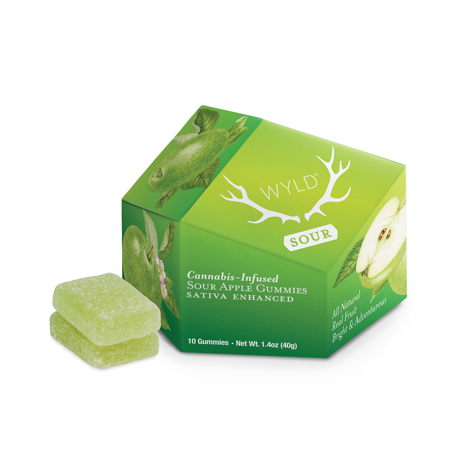 Photograph of Product: Sour Apple Sativa Enhanced Gummies