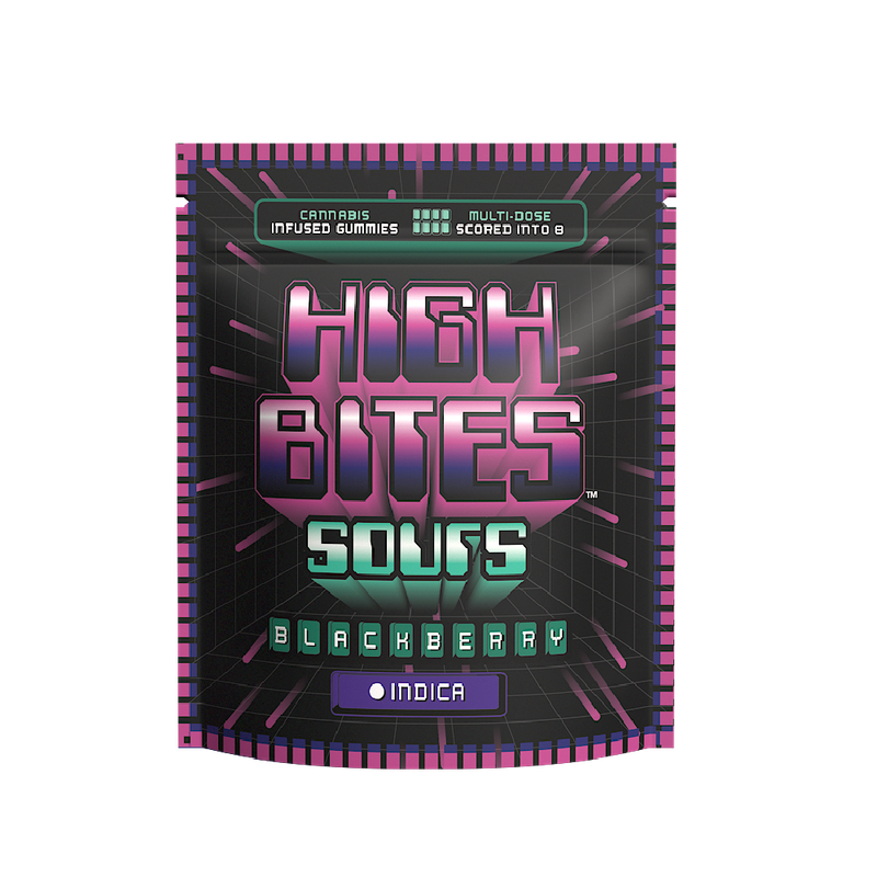 Photograph of product: High Bites: Sour Gummies | Blackberry | Oui'd | 800mg TH-oui | 10pk