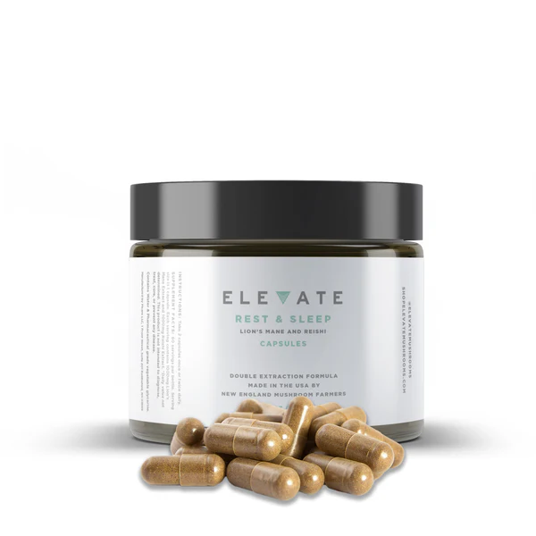Photograph of product: Elevate Mushroom Capsules Rest & Sleep 60pcs