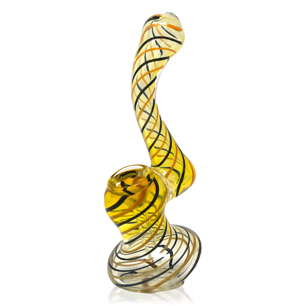 Photograph of product: 6" Gold Fumed Twisted Line Bubbler Hand Pipe
