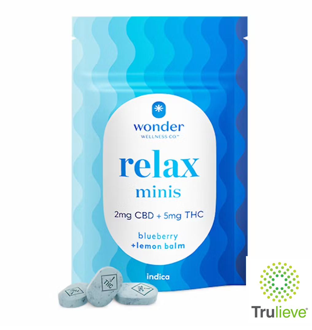 Photograph of product: 20ct/5mg Relax Sweet Troches [1:2 TH-oui:CBD] (Blueberry)