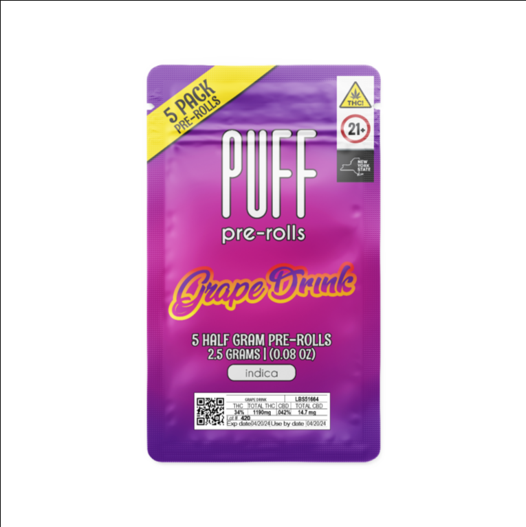Photograph of Product: Puff - Grape Drink 5pk Preroll