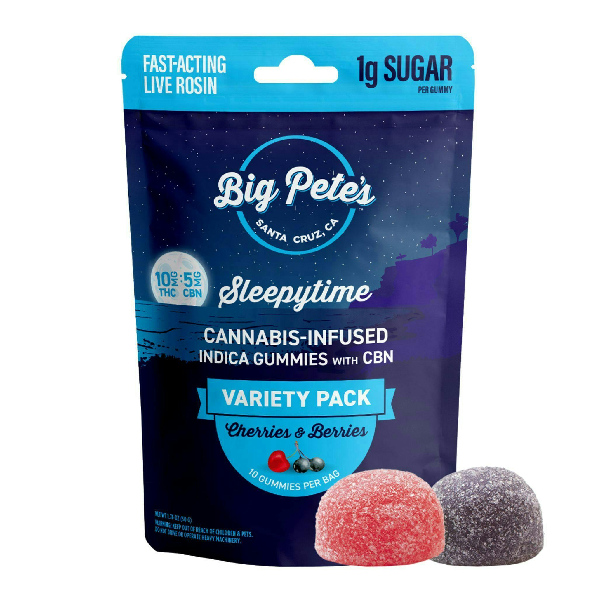 Photograph of product: Big Pete's - Cherries & Berries Sleepytime +CBN Gummies 10pk - 100mg