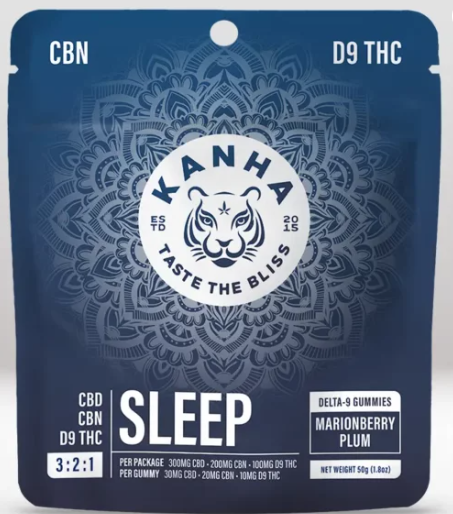 Photograph of product: Kanha - Marionberry Plum 3:2:1 Gummies - Indica (15mg CBD + 10mg CBN + 5mg THC per piece)