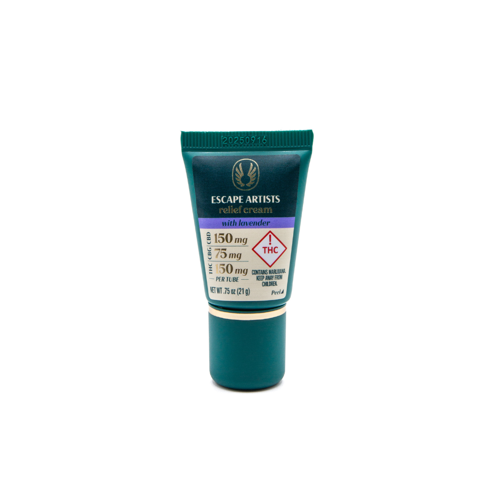 Photograph of product: Escape Artists - Relief Cream 0.75oz (150:75:150mg CBD:CBG:TH-oui) - Lavender