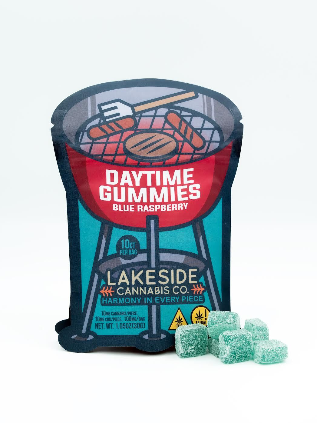 Photograph of product: Lakeside Canna - Daytime Gummies - Blue Raspberry - 100mg TH-oui / 100mg CBD