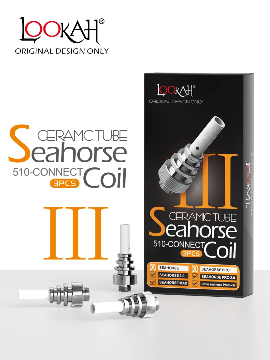 Photograph of product: Accessories l Lookah Seahorse Ceramic Tube 510 Thread Coil III - 3 Pc