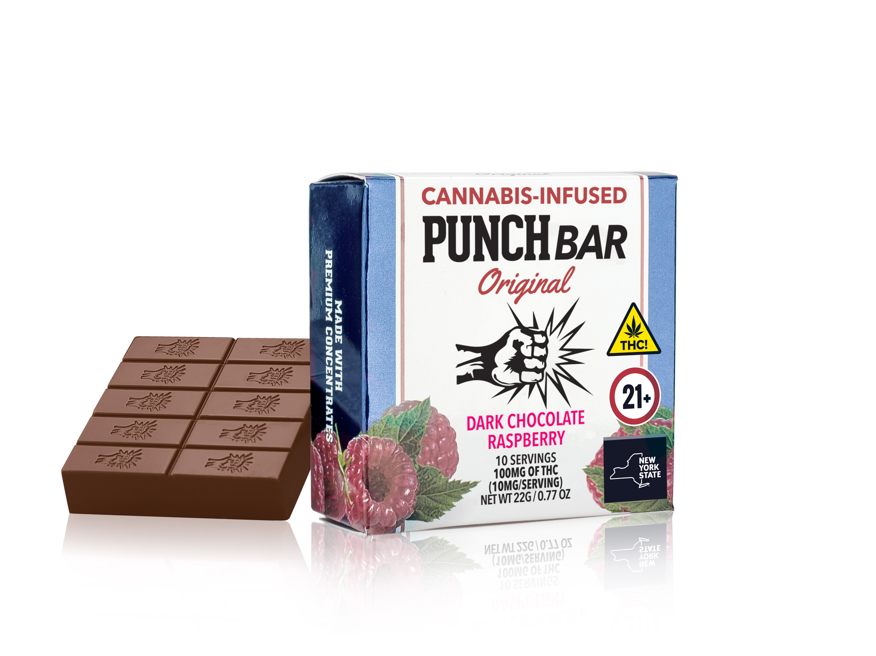 Photograph of product: Punch Bar | Solventless Dark Chocolate Raspberry Chocolate | 100mg