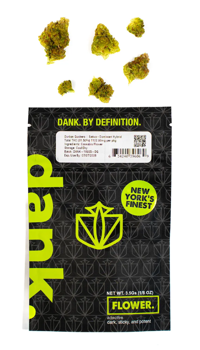 Photograph of product: Durban Gushers Sungrown Flower | Bag | Oui'd Dominant | Dank - 3.5g