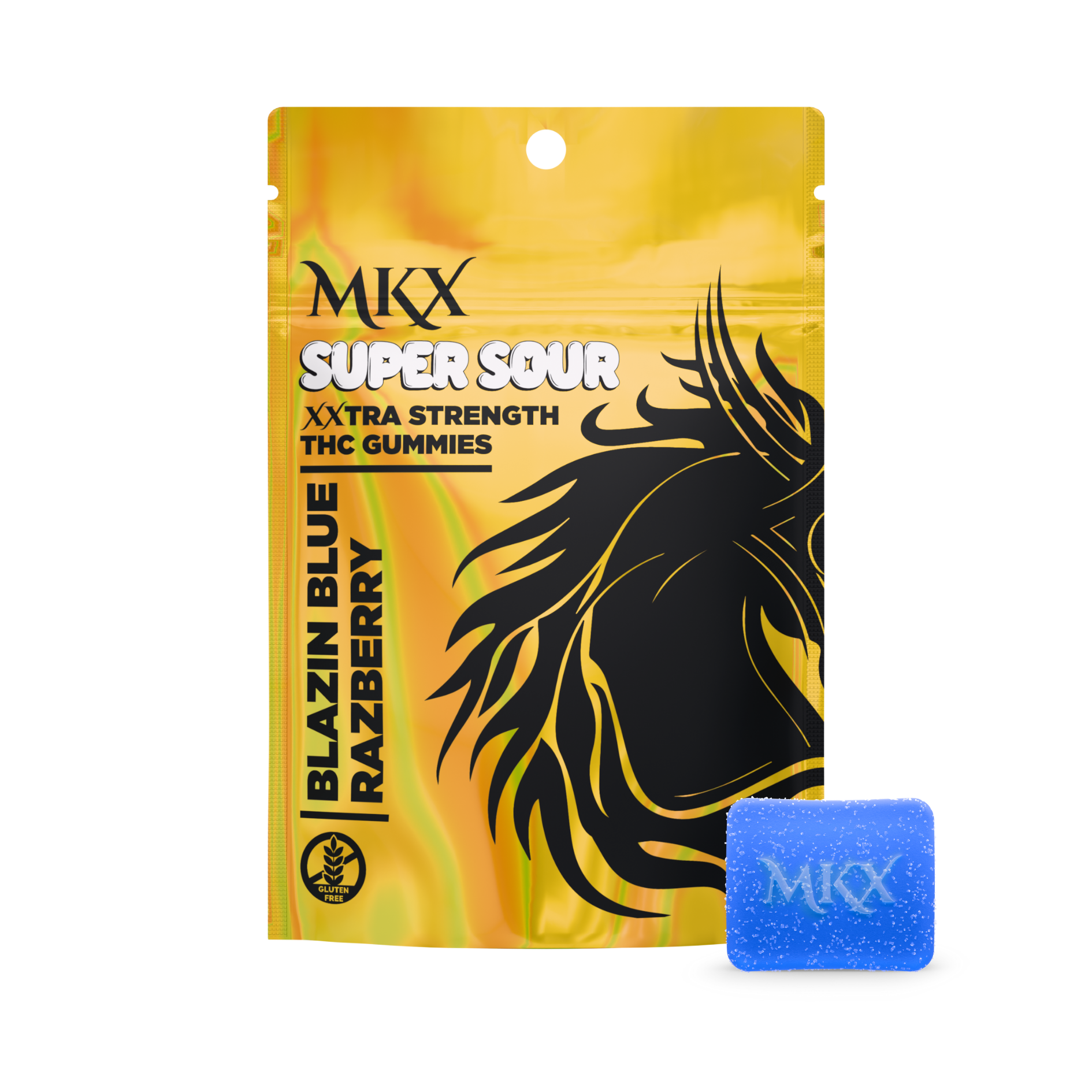 Photograph of product: MKX | Super Sour Blue Razz | Infused Gummies | 200mg | Hybrid