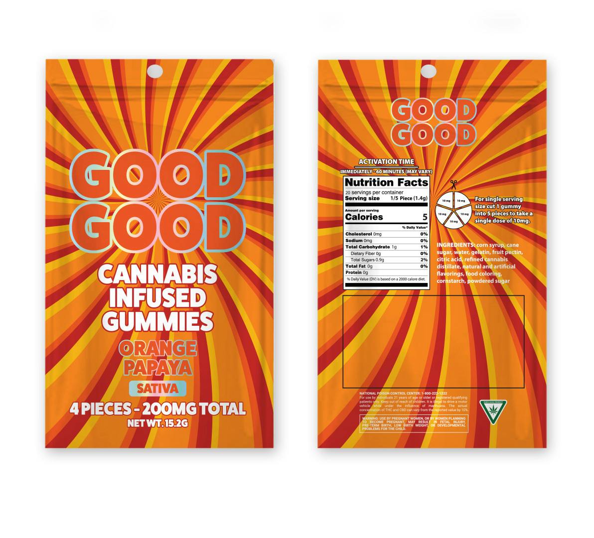 Photograph of product: Good Good Orange Papaya 200mg Gummies Rec
