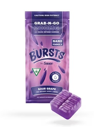 Photograph of Product: Sour Grape | Grab-N-Go | 200mg | 2 x 100mg | Bursts by Sauce