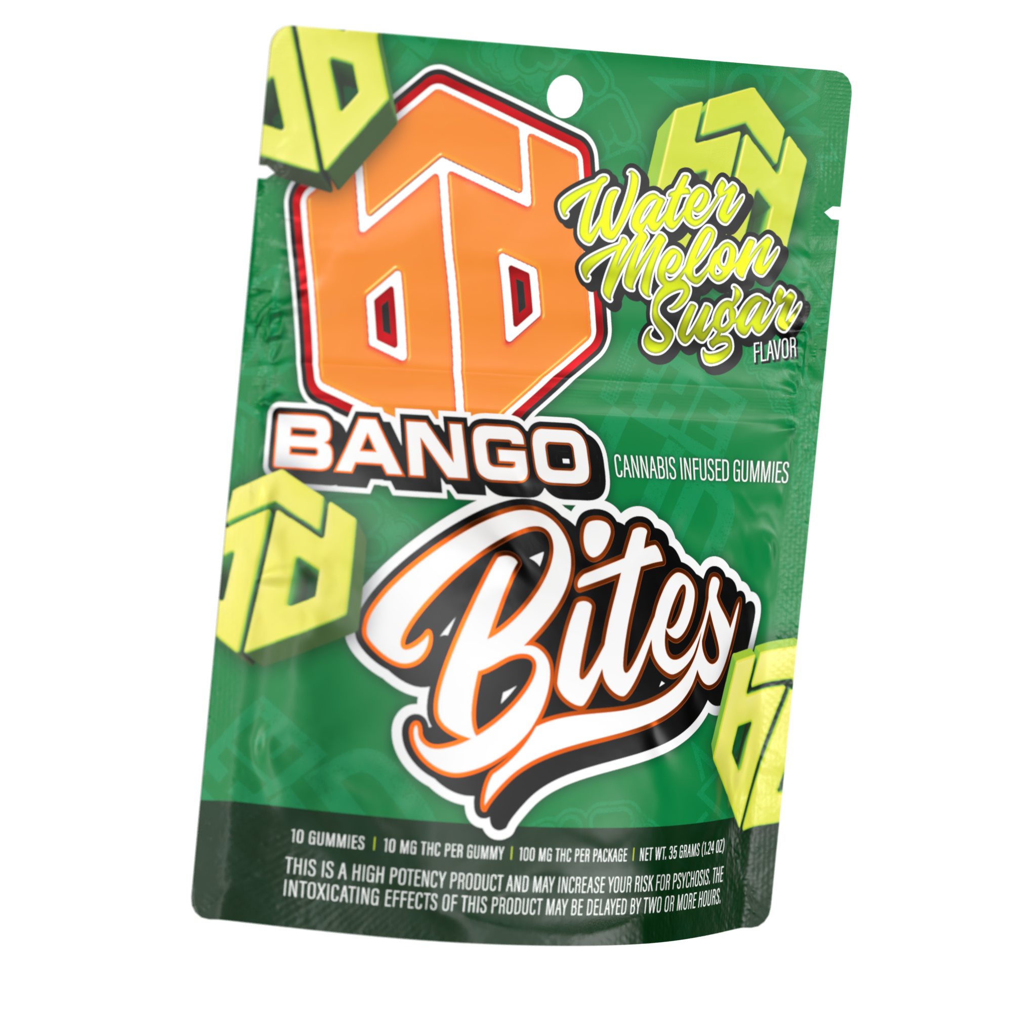 Photograph of product: Watermelon Sugar | Bango Bites | 100mg Gummies (10 piece)