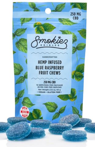 Photograph of product: Smokies CBD Gummie Blue Raspberry 25mg/15pk