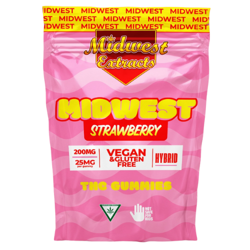Photograph of product: Midwest Extracts Strawberry Gummies 8 Pieces 200mg TH-oui