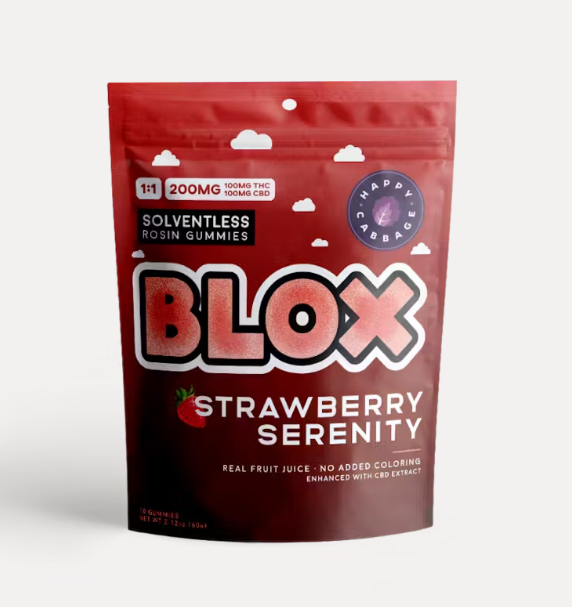 Photograph of product: BLOX / SROS Gummies / 100mg / Strawberry Serenity