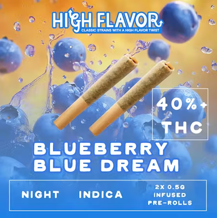 Photograph of product: Blueberry Blue Dream Infused Pre-Roll | 2pk