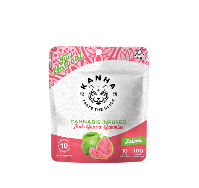 Photograph of product: Kanha Pink Guava Sativa Gummies 100MG - 