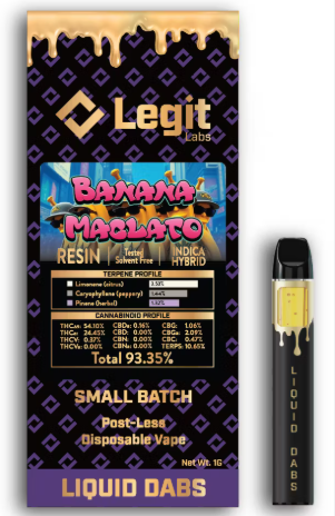 Photograph of product: Legit Labs | Banana Maclato Post-less Disposable