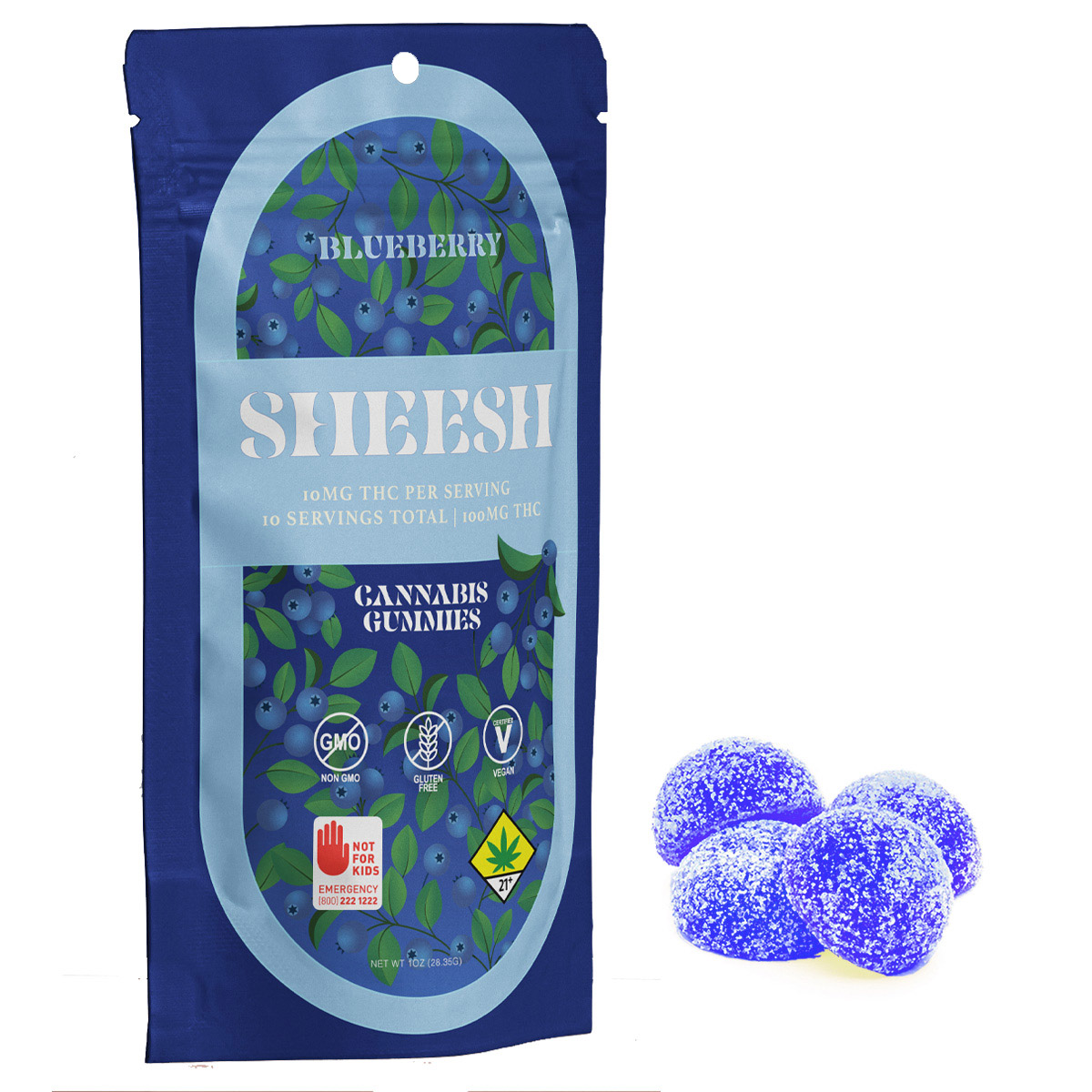 Photograph of product: 100mg Blueberry au chocolat Rosin Gummies 10pk